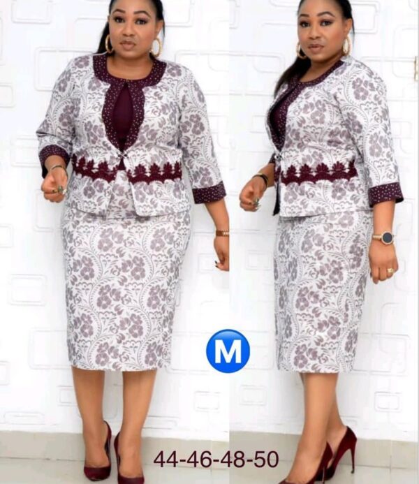 African Womans Print Stitching Water-Soluble Lace Suit - Image 2