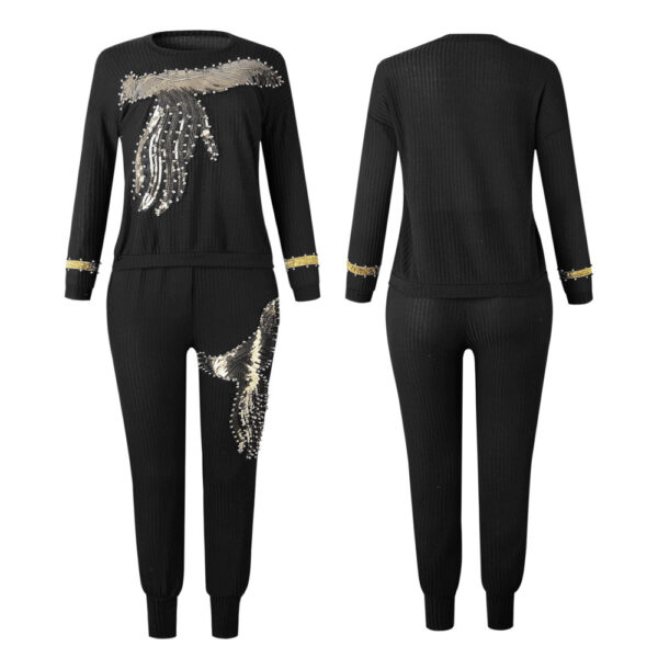 African Stretch Pitted Cotton Diamond Casual Pants Suit - Image 5