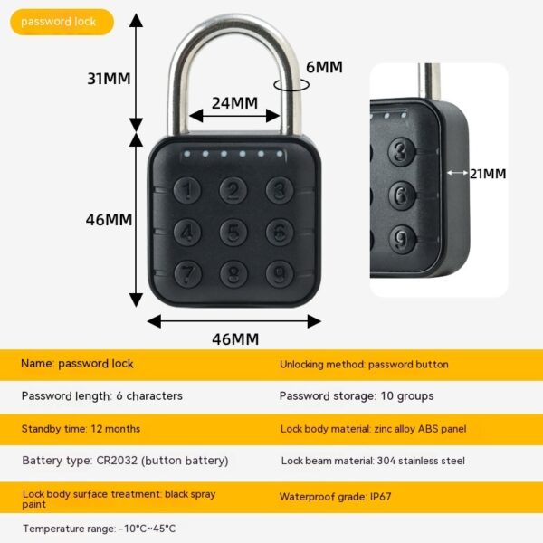 Fingerprint Lock Padlock Household Waterproof Password Cabinet Anti-theft Door Lock APP - Image 6