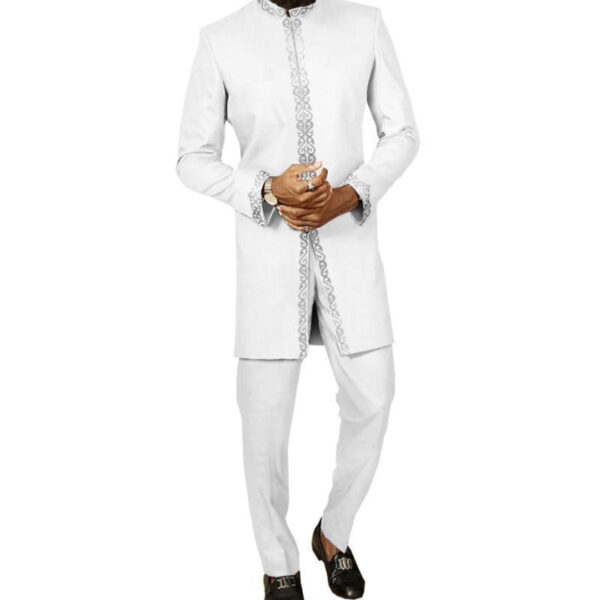 Simple Men's Long African Printed Cotton Men's Suit - Image 2