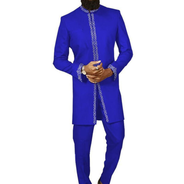 Simple Men's Long African Printed Cotton Men's Suit - Image 3