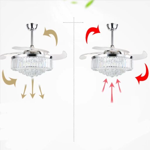 Crystal Fan Lights European Ceiling Fan Lights Living Room Bedroom Dining Room Invisible Led Fan Chandelier All Copper - Image 4