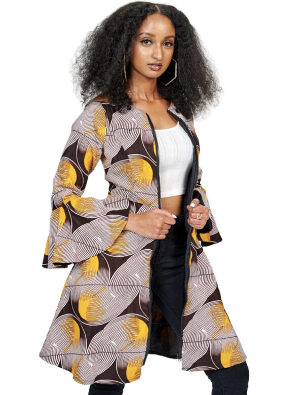 African Ethnic Print Flared Sleeve Midi Dress - Image 6