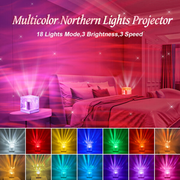 Northern Lights Water Ripple Projection Lamp Ambience Light Gift Bedroom Bedside Lamp Living Room Atmosphere - Image 2