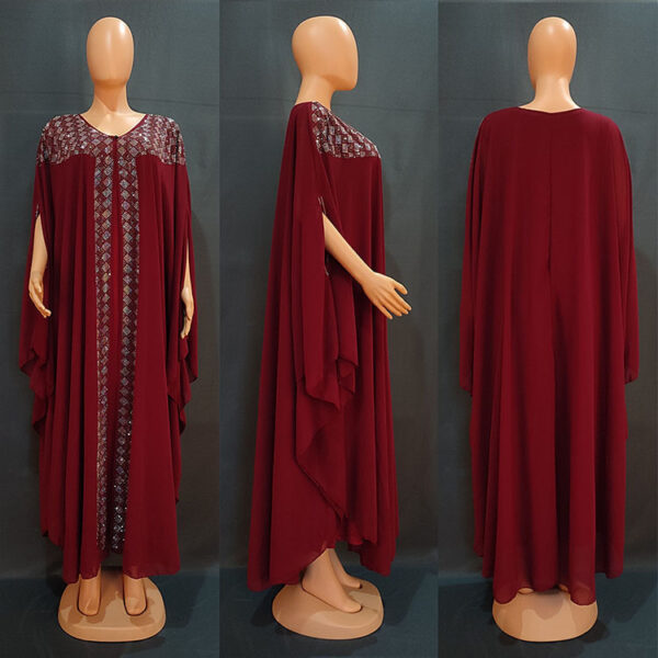 African European And American Dress Robe Pearl Chiffon - Image 4