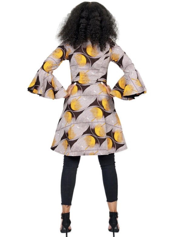 African Ethnic Print Flared Sleeve Midi Dress - Image 3