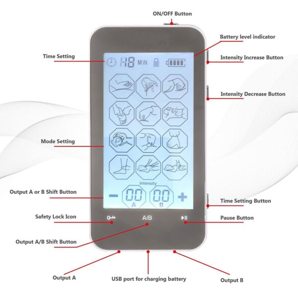 Color Screen Digital Meridian Massager 12 Modes Touch Screen - Image 5