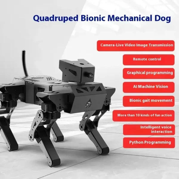 Robot Dog | AI Visual Recognition Interaction, Smart Robot Python Programmable, 12 DOF Bionic Gait Mechanical Dog,RC Control