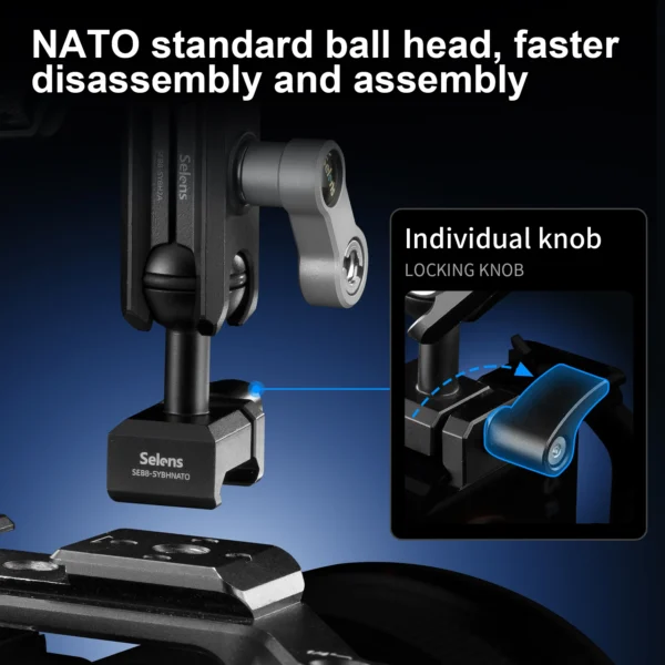 Selens Flexible Articulating Arm Mount 1/4" Screws SEB8-SYBH2A Dual Ball Head for Camera Light Stand Accessory