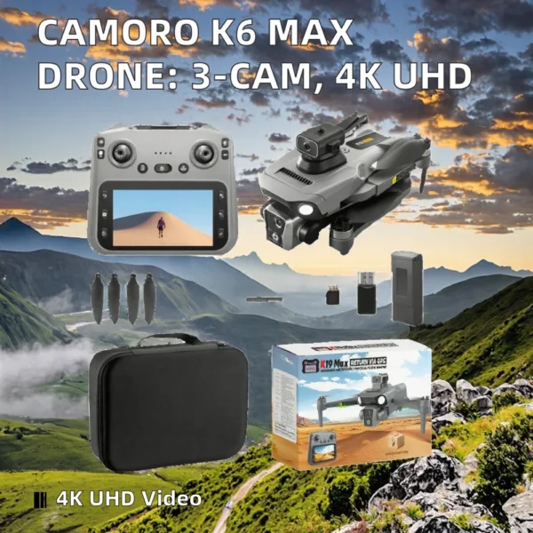 H47fb3648ca3c46c69b55d0e235994aafd.webp W0802 CAMORO K19 MAX Beginner 3-Camera HQ Aerial Photography Obstacle Avoidance Four Axis Aircraft Folding Vertical Remote-Contr