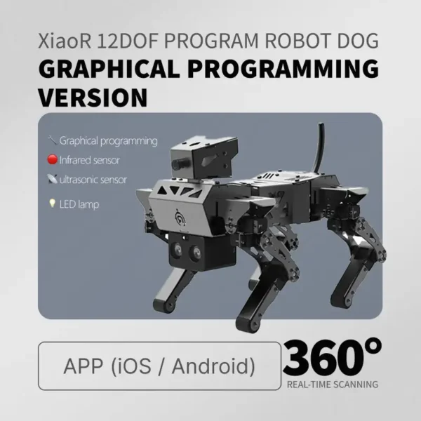 Robot Dog | AI Visual Recognition Interaction, Smart Robot Python Programmable, 12 DOF Bionic Gait Mechanical Dog,RC Control