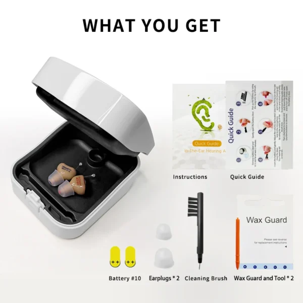 Hearing Aid CIC Intelligent Sound Amplifier Invisible Hearing Aids For Deafness/Elderly With A10 PR70 Battery Portable Audifonos