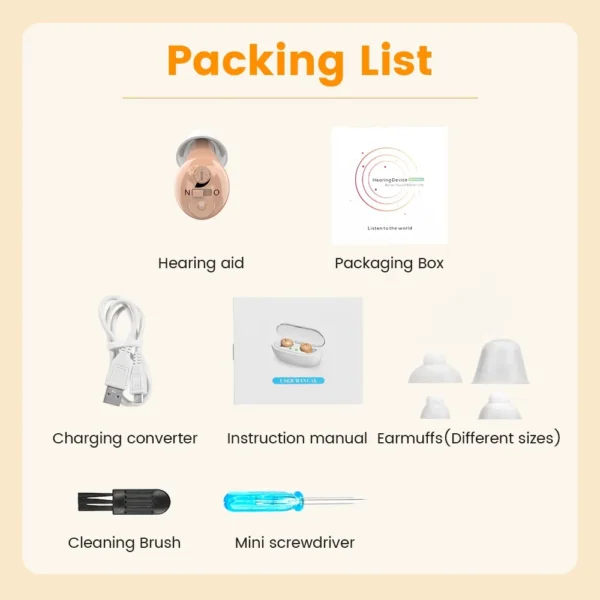 Rechargeable Hearing Aids Wireless Sound Amplifier ITE Mini Invisible Elderly Hearing Aid Headphones Deaf The Listening Device