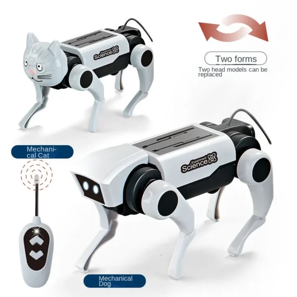 Electric Mechanical Dog RC Robot Solar Children Educational Assembly Tech DIY Puzzle Toy Bionic Smart Robot Dog Toys Gifts