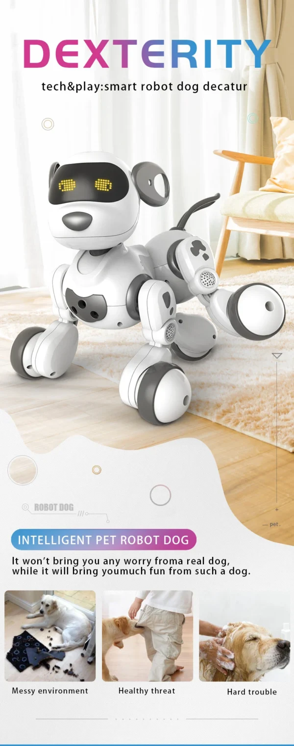 Funny RC Robot Electronic Dog Stunt Dog Voice Command Touch-sense Music Song Robot Dog for Boys Girls Children's Toys 18011