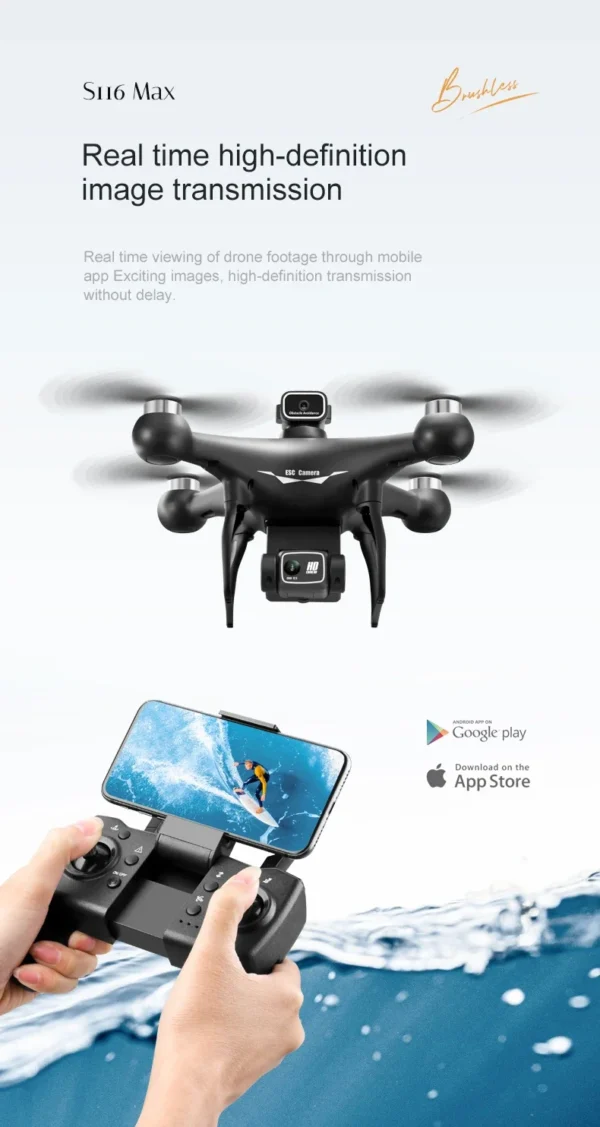S40528864f5af4bb1879437ad2da31b782.webp S116 MAX Drone Professional with 3 Batteries 8K Dual Camera Optical Flow Brushless 360° Obstacle Avoidance WIFI FPV RC Dron Toys