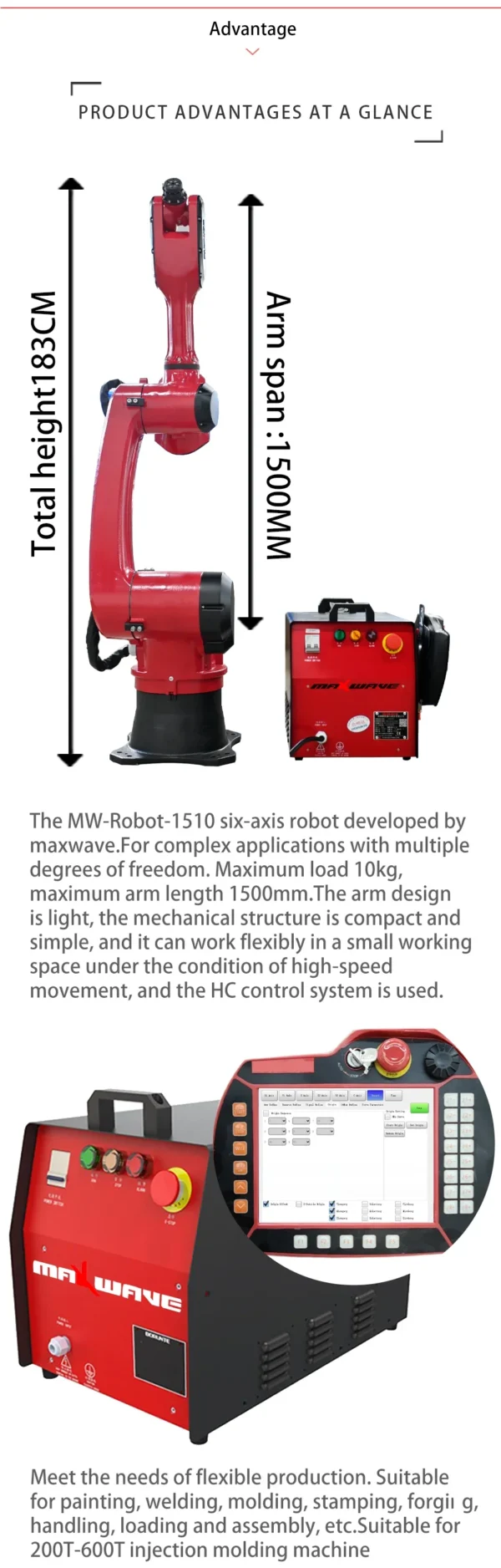 S468b6cc1a1db450aa25b84f179a77f97u.webp MW 6-Axis Robotic Arm | Welding, Cutting & Painting Automation