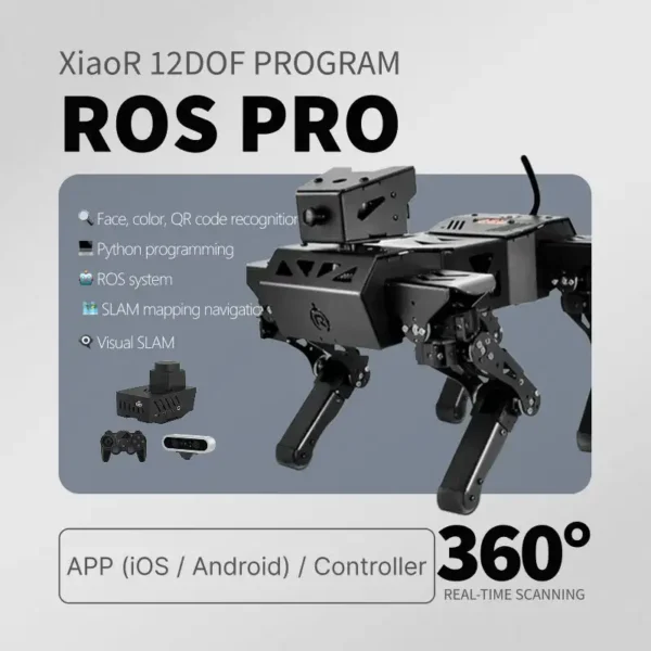 Robot Dog | AI Visual Recognition Interaction, Smart Robot Python Programmable, 12 DOF Bionic Gait Mechanical Dog,RC Control