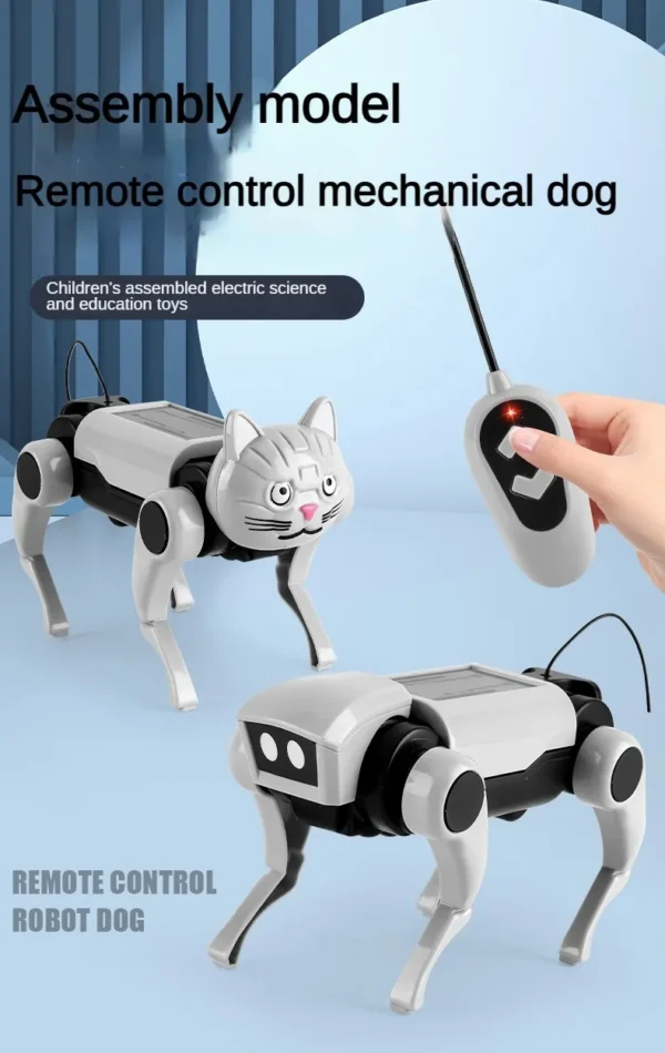 Electric Mechanical Dog RC Robot Solar Children Educational Assembly Tech DIY Puzzle Toy Bionic Smart Robot Dog Toys Gifts