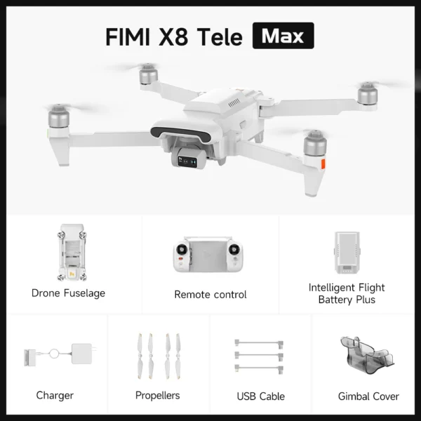 S9c50b58ffd9f43fa89e241541e3ba8ede.webp FIMI X8 Tele Max drone 20KM range with Wide-Angle Tele Camera 30x Hybrid Zoom 4K 60fps 3-axis Gimbal GPS AI Super Night Video
