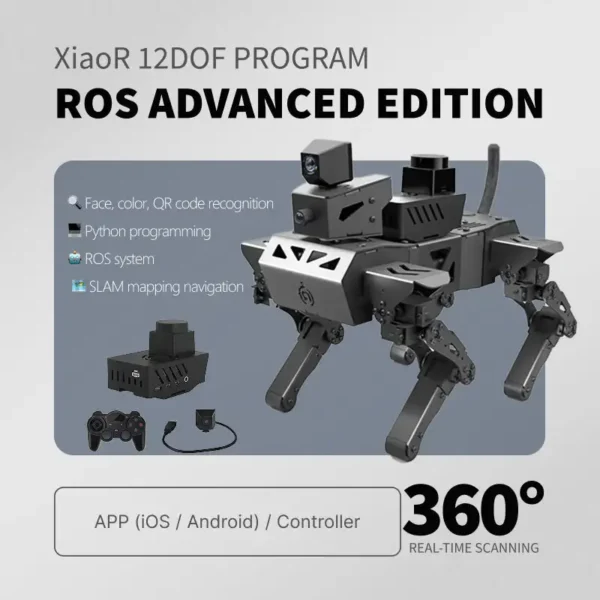 Robot Dog | AI Visual Recognition Interaction, Smart Robot Python Programmable, 12 DOF Bionic Gait Mechanical Dog,RC Control