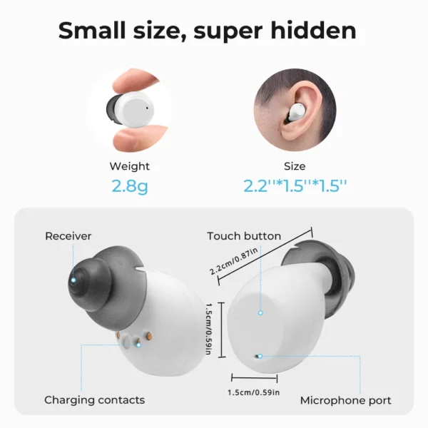 Rechargeable Hearing Aids Wireless Sound Amplifier ITE Mini Invisible Elderly Hearing Aid Headphones Deaf The Listening Device