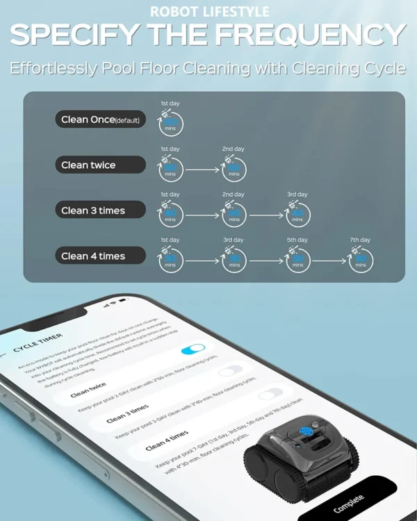 Wireless Robotic Swimming Pool Cleaner WYBOT C1 APP Control Clean Floor Wall Waterline Pools Cleaning Robot, Runing Time 120mins