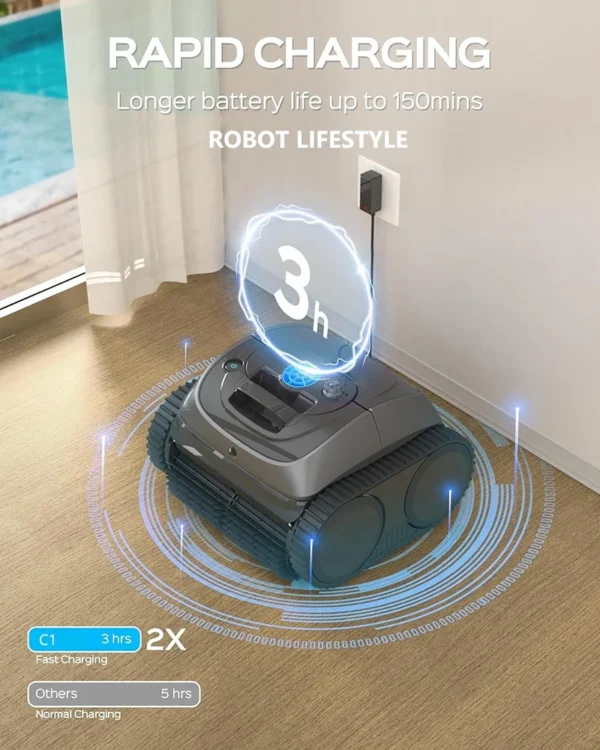 Wireless Robotic Swimming Pool Cleaner WYBOT C1 APP Control Clean Floor Wall Waterline Pools Cleaning Robot, Runing Time 120mins
