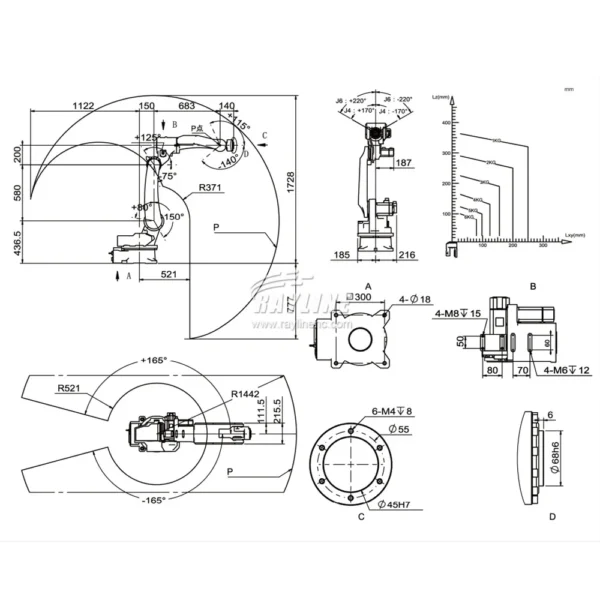 6 Axis Industrial Robot Laser Welding Arm for Manufacture Laser Weld Robotic Metal Soldering/ Cutting/Carry  for MIG MAG TIG CO2