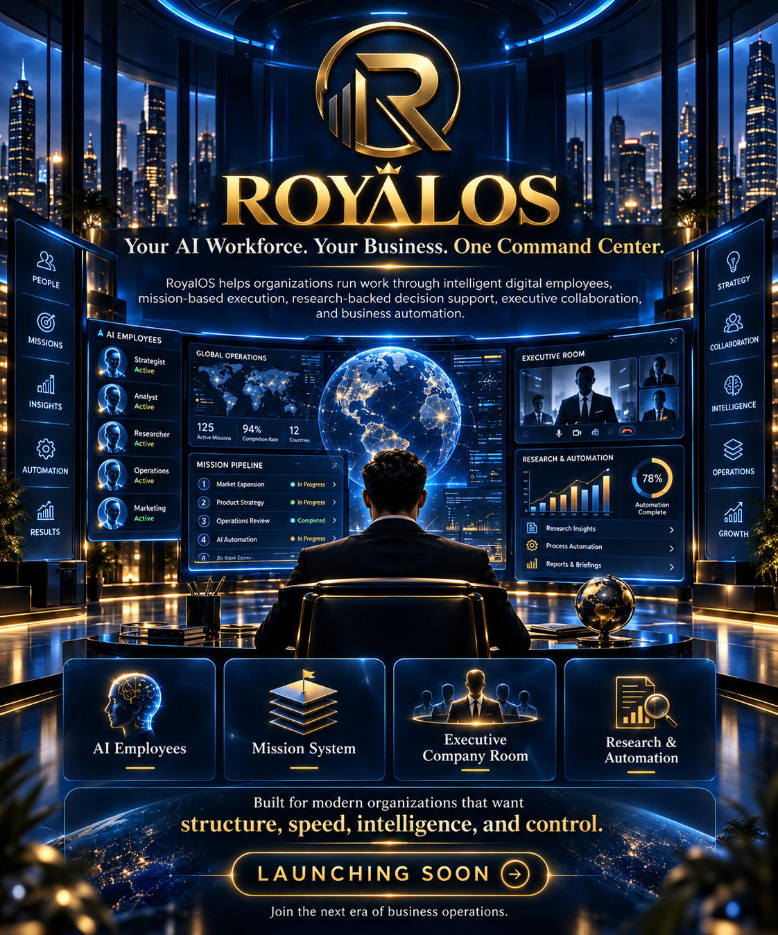 RoyalOS AI workforce and business command center pre-launch